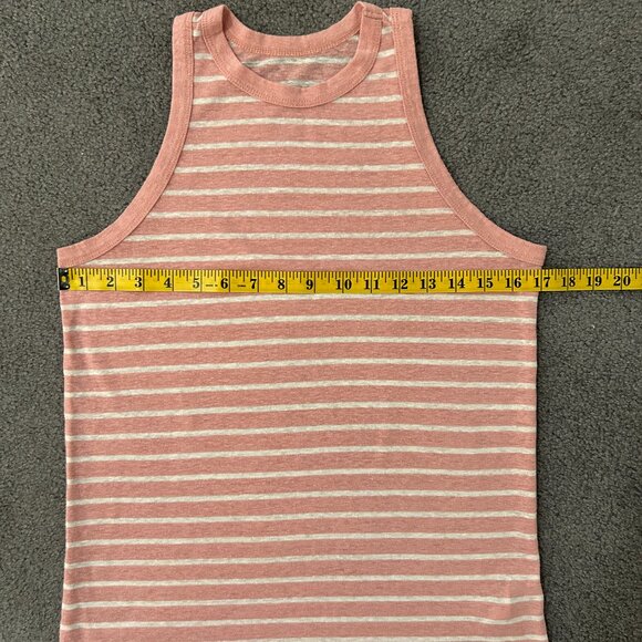 A New Day | Coral and White Striped Tank Top, size S - Picture 3 of 5
